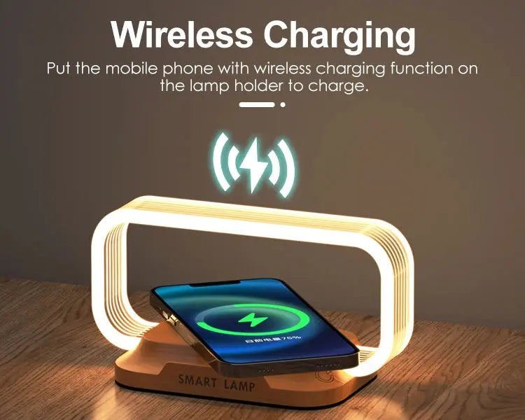 lampada da comodino USB caricatore wireless dimmerabile piccola luce notturna con caricatore wireless veloce - My Hashtag Shop