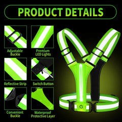 Outdoor Night Walking Safety Vest Highlight Adjustable Lightweight Reflective Vest Cycling Safety Straps Waterproof Running Gear HASHTAG