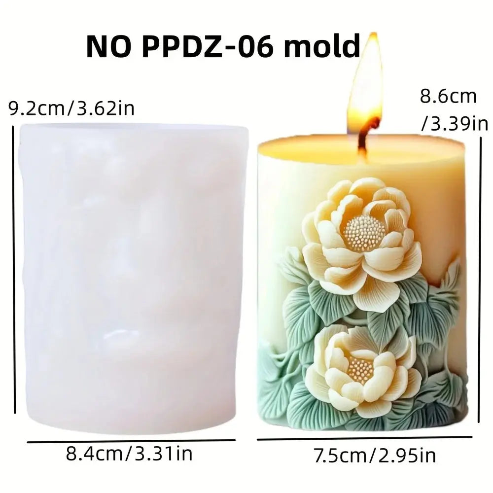 Silicone Mold Flower Lavender Gypsum Cylindrical Candle Making Liebe - Making Life Easier