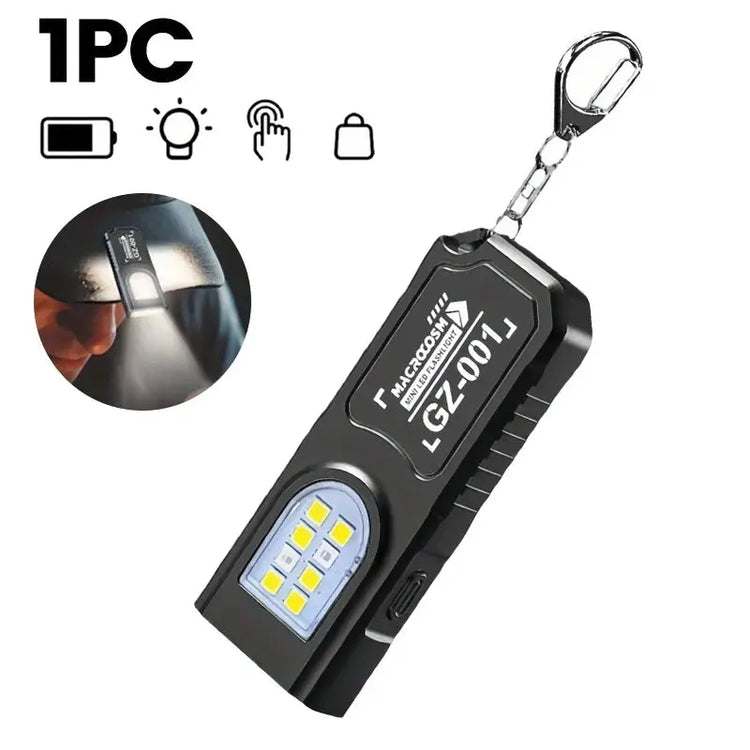Potente mini torcia portachiavi LED COB USB C ricaricabile lampada da lavoro sospesa portachiavi impermeabile lampada da tasca da campeggio - My Hashtag Shop