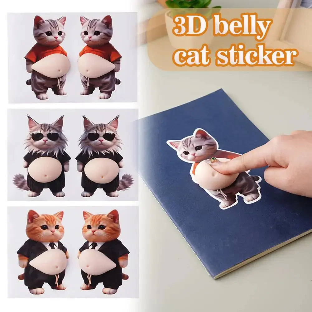 Adesivi 3D a Forma di Cucciolo con Pancia Gonfia, Adesivi Morbidi 3D a Forma di Gatto per Cover di Telefoni, Quaderni, Scrapbooking e Decorazioni Fai-da-Te - My Hashtag Shop