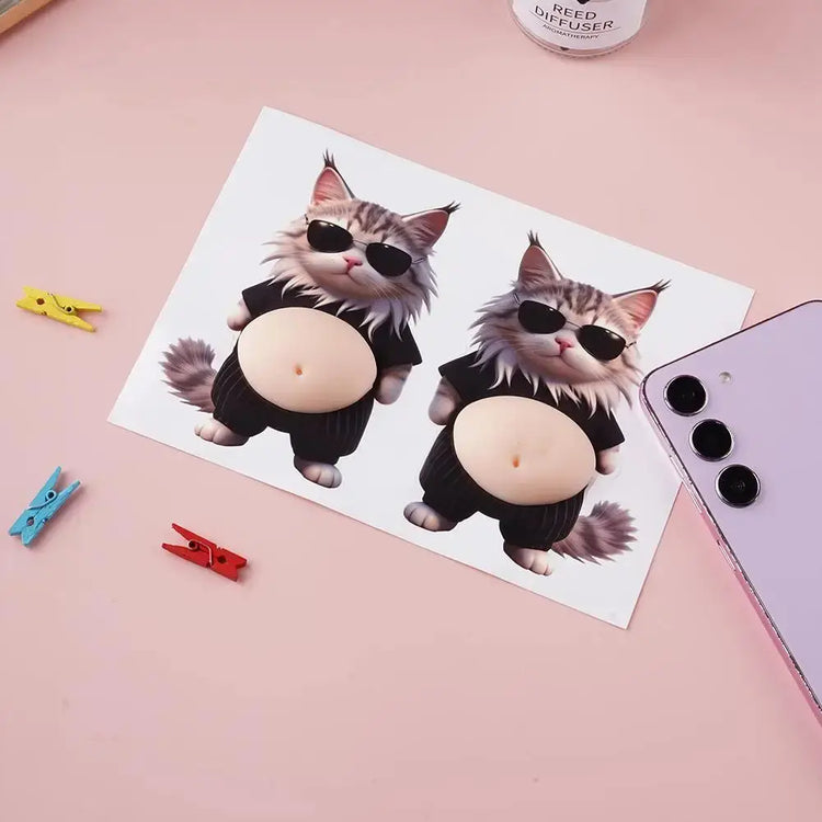 Adesivi 3D a Forma di Cucciolo con Pancia Gonfia, Adesivi Morbidi 3D a Forma di Gatto per Cover di Telefoni, Quaderni, Scrapbooking e Decorazioni Fai-da-Te - My Hashtag Shop