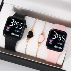 Orologio elettronico a LED orientato all'amore, orologio elettronico impermeabile quadrato da esterno alla moda e casual HASHTAG