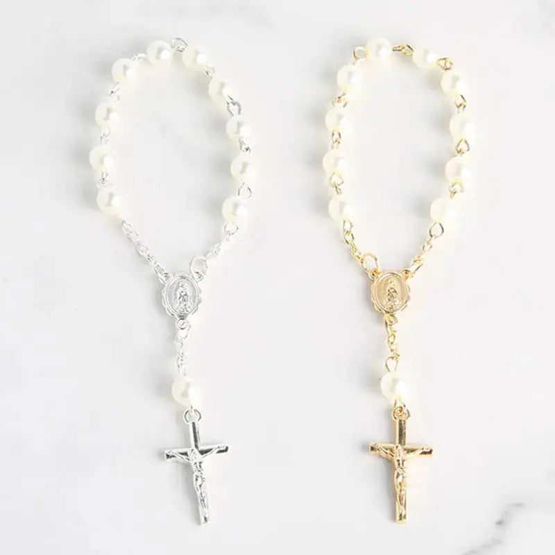 Baptism Catholic Communion 10/20pcs Rosary Bracelet Bead for Baptism Favors. - HASHTAG