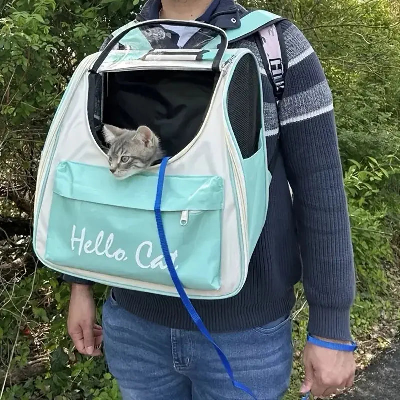 Zaino pieghevole per animali domestici di grande capacità con chiusura a zip, maniglia e sfiato in rete, perfetto per viaggiare gatti e cani di piccola taglia - My Hashtag Shop