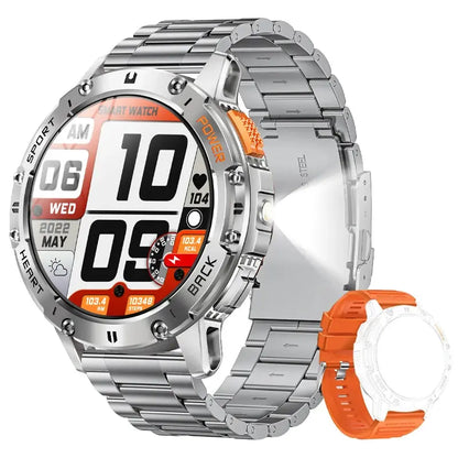Per Android ios Nuovo AMOLED Smart Watch da uomo con torcia sportiva fitness tracker impermeabile chiamata Bluetooth Smartwatch uomo + scatola