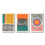 Set di 3 blocchi di colore Poster Forme astratte Illustrazioni Arte moderna della parete della metà del secolo Boho Soggiorno Decorazioni per la casa HASHTAG
