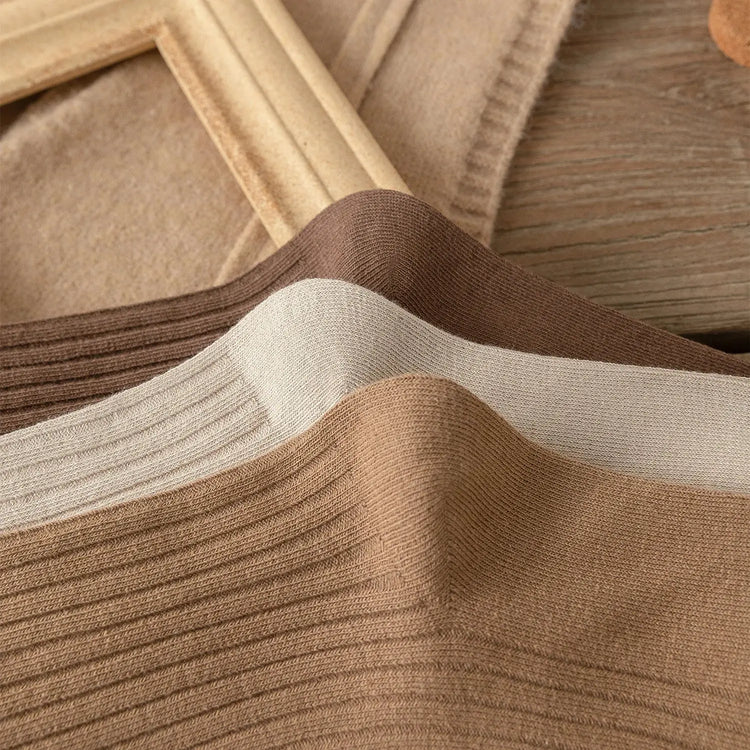 Women Cotton Loose Socks 10Pairs Retro Knitting Solid Color Long Black Liebe - Making Life Easier