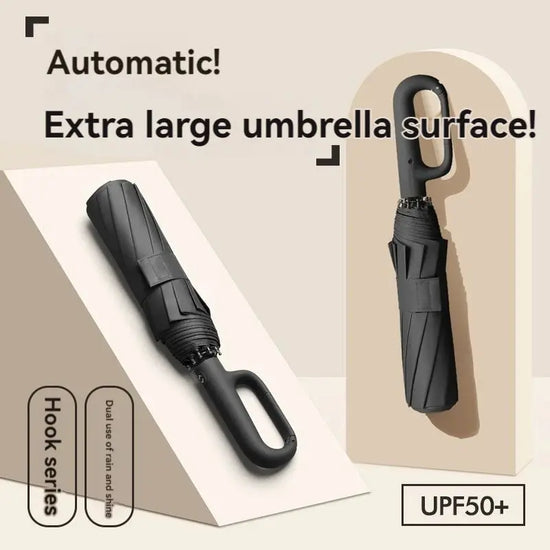 Ombrello da uomo completamente automatico con design ad anello e fibbia a 20 costole, pieghevole, extra large, resistente, doppio ombrellone da DONNA