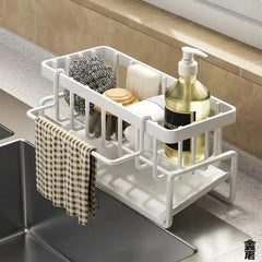 Compact Faucet Mounted Spice Rack – Sink Organizer with Drainer – Space-Saving Kitchen Utensil/Accessory Caddy HASHTAG