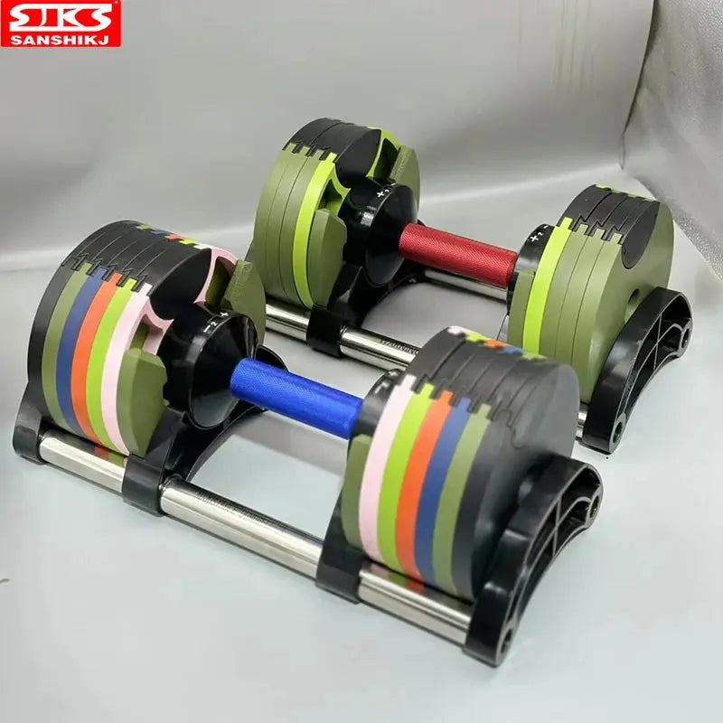 Set manubri rotondi regolabili, seconda generazione, aumento 2 kg, 24 kg, 36 kg, fitness, appena aggiornato - My Hashtag Shop