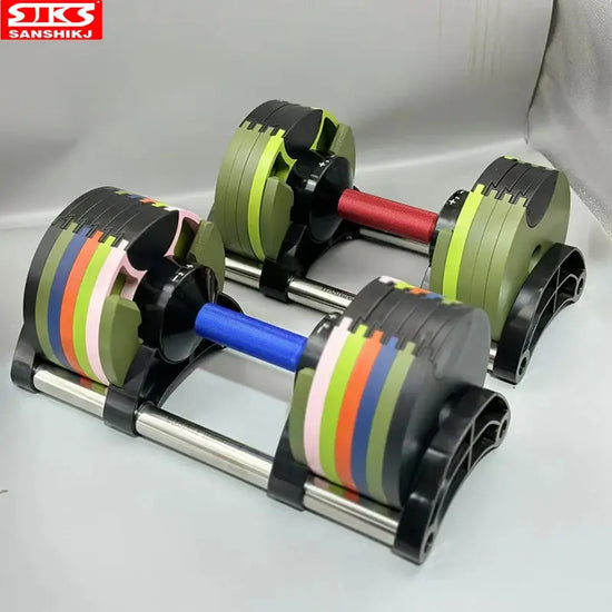 Set manubri rotondi regolabili, seconda generazione, aumento 2 kg, 24 kg, 36 kg, fitness, appena aggiornato - My Hashtag Shop