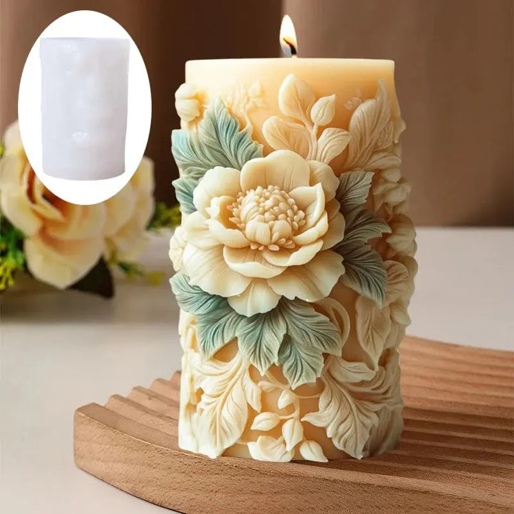 Silicone Mold Flower Lavender Gypsum Cylindrical Candle Making Liebe - Making Life Easier