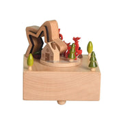 Christmas Gifts Wholesale Logo Engraved Mechanical Wind-Up Carousel Rotating Ballerina Wooden Music Box for Gift HASHTAG