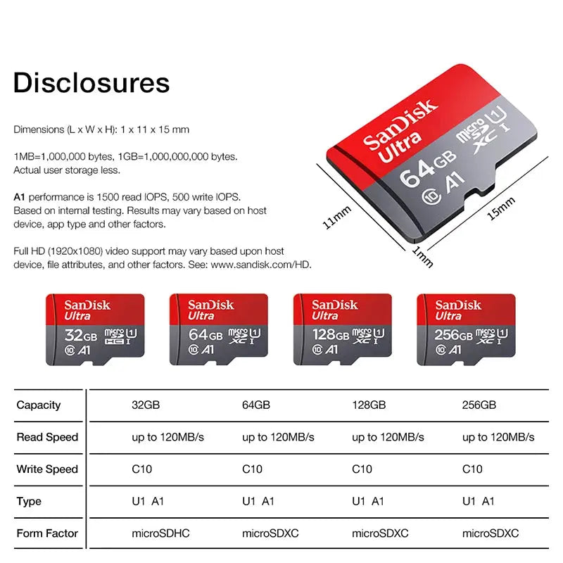 Scheda di memoria 512 GB 256 GB 128 GB 64 GB 32 GB 100 MB/S Scheda Micro SD UHS-1 Scheda flash Memoria Microsd SD + adattatore per lettore di schede - My Hashtag Shop