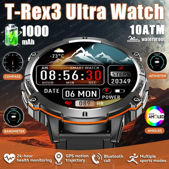 Smartwatch militare GPS AMOLED 1100mAh impermeabile 10ATM