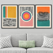 Set di 3 blocchi di colore Poster Forme astratte Illustrazioni Arte moderna della parete della metà del secolo Boho Soggiorno Decorazioni per la casa HASHTAG