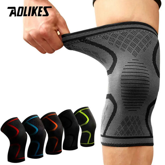 AOLIKES 1 pz Fitness Running ciclismo supporto per ginocchiere bretelle Nylon elastico Sport compressione ginocchiera manica per basket - My Hashtag Shop