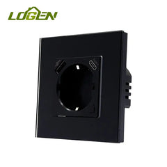 LOUTSGEN Zigbee Presa a muro Tipo-c Porte di ricarica USB Spine intelligenti UE Presa di corrente App Tuya Smart Life Pannello in vetro temperato Alexa HASHTAG