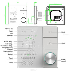 Termostati intelligenti Tuya programmabili per caldaie a gas, valvole dell'acqua e pavimenti elettrici con controllo remoto WiFi, compatibili con controllo vocale di Alexa, Google e Yandex. HASHTAG