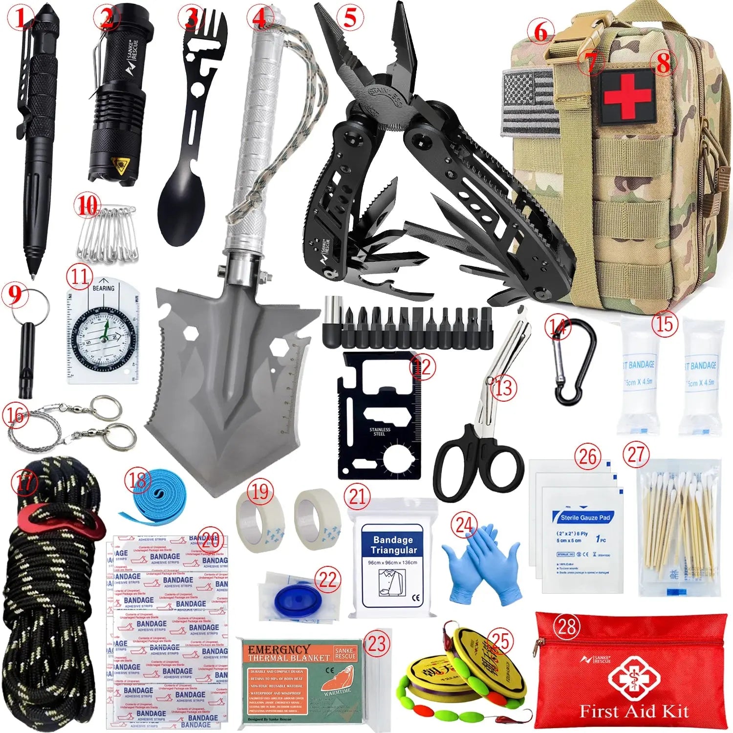 Kit di pronto soccorso di sopravvivenza per auto Set completo Molle Attrezzatura da esterno Kit di emergenza Borsa da trauma per escursionismo da campeggio Kit di pronto soccorso da esterno IFAK Edc - My Hashtag Shop