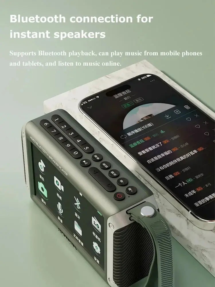 Display a LED da 4,3 pollici Radio Altoparlante Bluetooth senza fili Radio FM portatile Slot per scheda TF Lettore musicale MP4 Video Boom Box - My Hashtag Shop