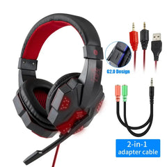Cuffie da gioco con microfono e luce LED per PC portatile Computer cellulare PS4 Xbox Cuffie da gioco per PC stereo cablate da 3,5 mm Regali HASHTAG