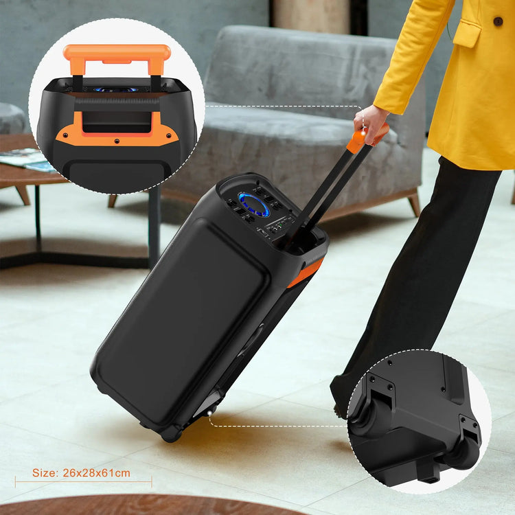 Macchina T9Karaoke con 2 microfoni wireless, altoparlante Bluetooth portatile per adulti e bambini, sistema PA per grandi feste con luci da discoteca - My Hashtag Shop