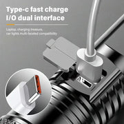 Torce a LED ad alta potenza Torcia tattica da 2000LM con luce display Ricarica USB Lanterna con zoom di emergenza per pesca da campeggio HASHTAG