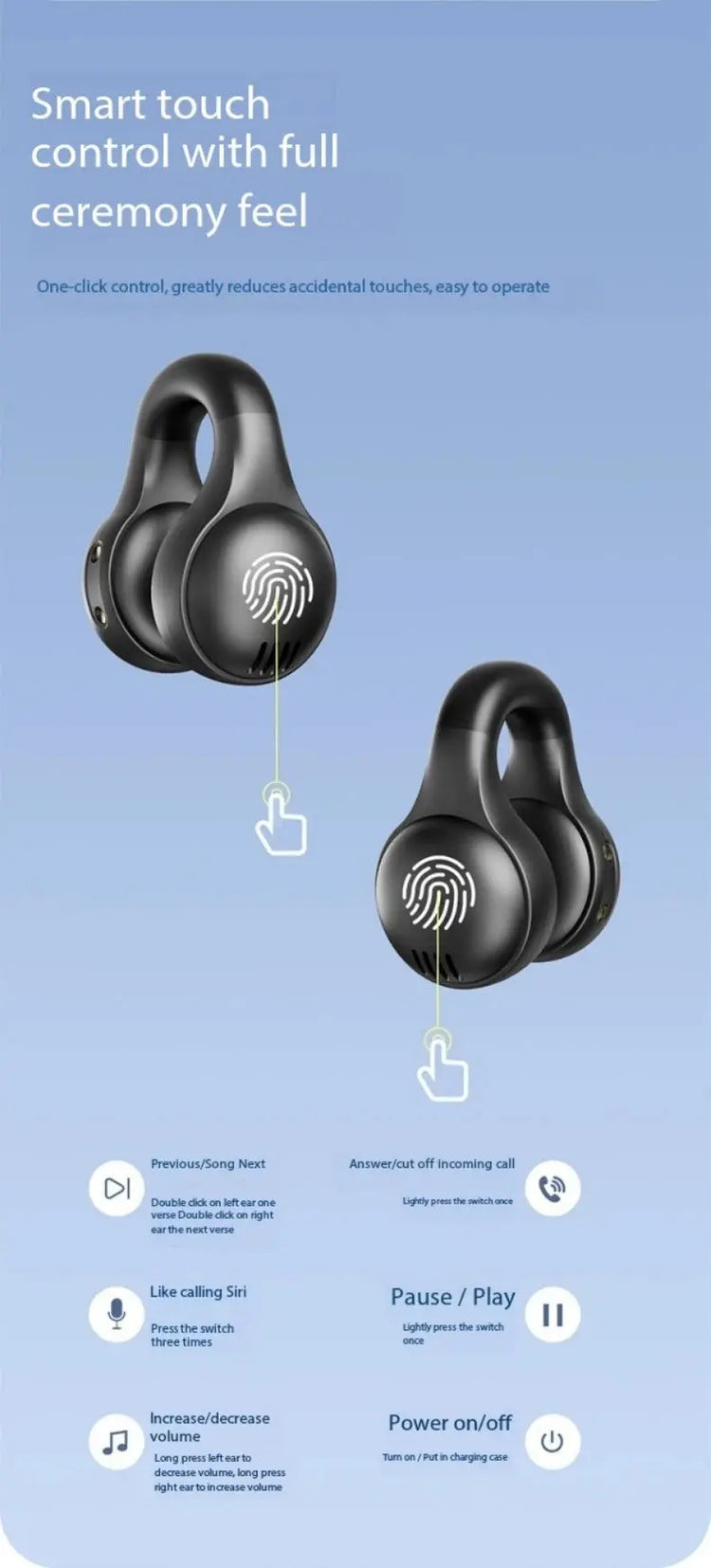 Nuova superficie a specchio Display digitale Clip per orecchio in silicone morbido Cuffie Bluetooth wireless con riduzione del rumore, alta definizione, senza perdita per lo sport - My Hashtag Shop