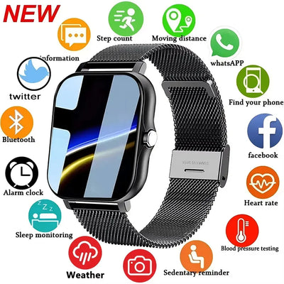 LAXASFIT 2025 Nuovo Smart Watch per uomo Donna Regalo Full Touch Screen Sport Fitness Orologio Chiamata Bluetooth Smartwatch digitale HASHTAG
