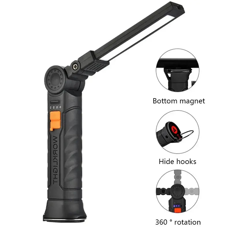 Torcia portatile a LED COB Lampada da lavoro ricaricabile USB Lanterna magnetica Lampada a sospensione con batteria incorporata Torcia da campeggio - My Hashtag Shop