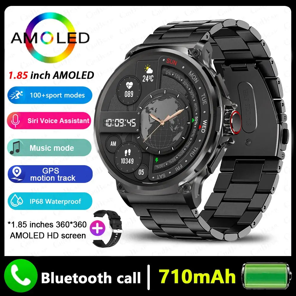 Nuovo GPS Track Astuto Della Vigilanza Degli Uomini 1.85 Pollici HD AMOLED Schermo 710 Mah Batteria Sport Chiamata Bluetooth Smartwatch Per Android IOS - My Hashtag Shop