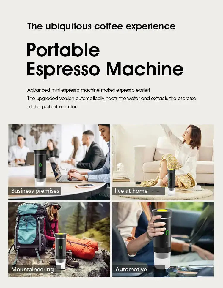 Macchina per caffè espresso portatile elettrica wireless per auto e casa Caffettiera da campeggio Caffettiera da viaggio in polvere con capsule 3 in 1 My Hashtag Shop