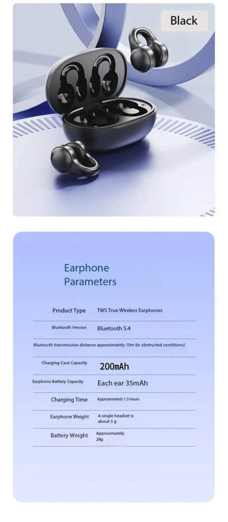 Nuova superficie a specchio Display digitale Clip per orecchio in silicone morbido Cuffie Bluetooth wireless con riduzione del rumore, alta definizione, senza perdita per lo sport - My Hashtag Shop