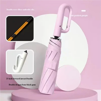 Ombrello da uomo completamente automatico con design ad anello e fibbia a 20 costole, pieghevole, extra large, resistente, doppio ombrellone da DONNA