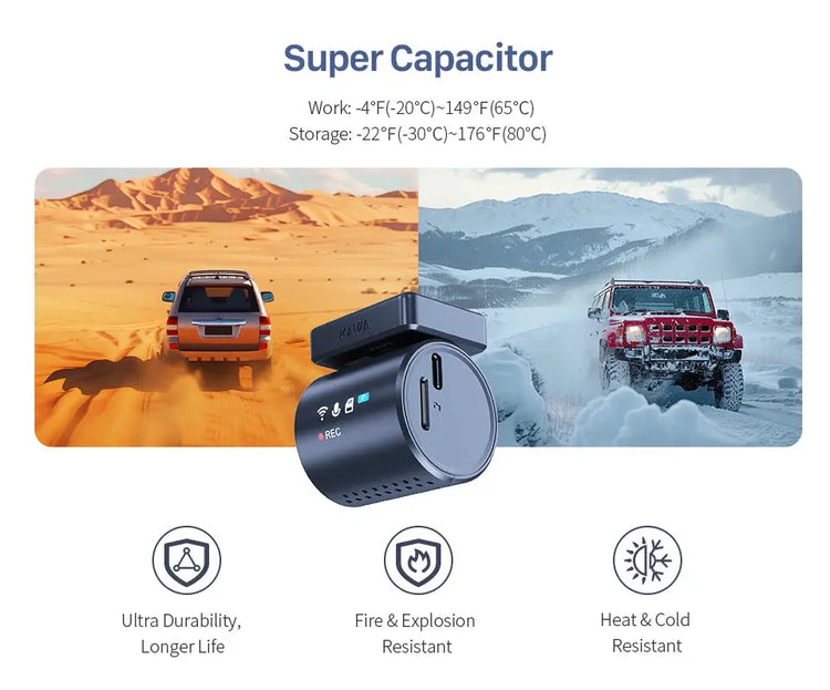 2K KAWA MINI 3 Pro Telecamere per Auto DVR Piccola Dash Cam 24 Parcheggio Auto Videoregistratore WiFi APP Controllo Vocale Dashcam per Auto - My Hashtag Shop