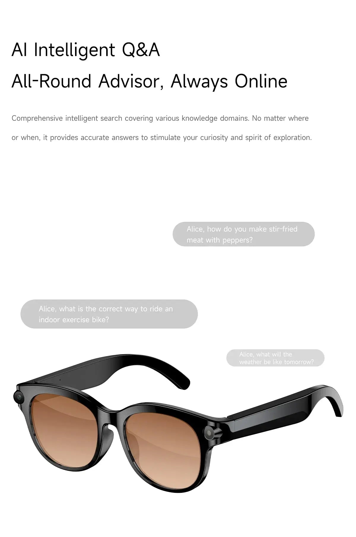 Occhiali Smart AI 2026 per Uomo e Donna, Fotocamera HD 200W, Video 1080P, Assistente Vocale AI, Traduzione, Riproduzione Musicale, Torcia LED HASHTAG