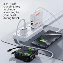 Power Bank di grande capacità da 20000 mAh, ricarica super veloce, spina autonoma, cavo integrato, alimentatore mobile portatile compatto HASHTAG