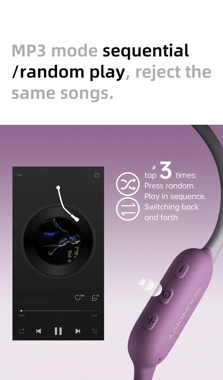 SOUNDIVY RS1 Auricolari a conduzione ossea Bluetooth Wireless Memoria da 32 GB IPX8 Auricolari sportivi per nuoto e corsa impermeabili - My Hashtag Shop