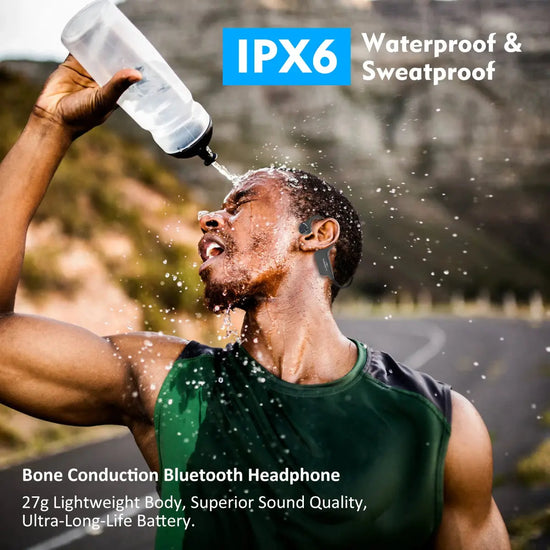 Cuffie Bluetooth a conduzione ossea reale Auricolari wireless IPX6 Cuffie impermeabili con microfono per allenamenti Guida Sport - My Hashtag Shop