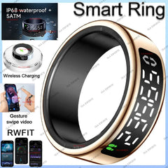 Anello intelligente 2025 con schermo di visualizzazione e touch, ricarica wireless, direttore di salute, impermeabile 5 ATM per uomo donna Anelli R12 R11 HASHTAG