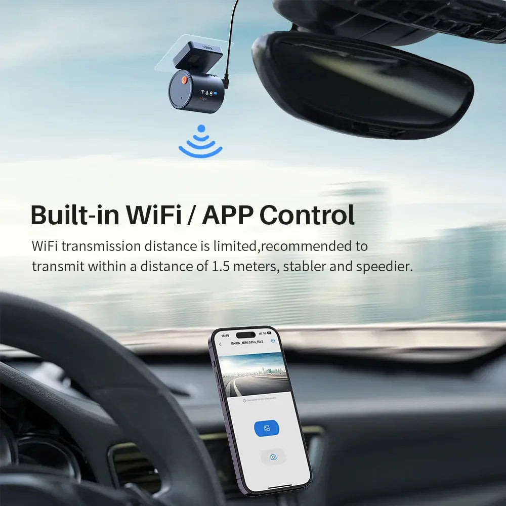 2K KAWA MINI 3 Pro Telecamere per Auto DVR Piccola Dash Cam 24 Parcheggio Auto Videoregistratore WiFi APP Controllo Vocale Dashcam per Auto - My Hashtag Shop
