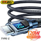 Cavo da 120 W da tipo C a tipo C Cavo di ricarica super veloce per telefono con display a LED Cavo dati da USB a tipo C per huawei oppo vivo - My Hashtag Shop