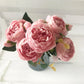 Silk Peony Artificial Flowers Bouquet 5 Big Head 30cm Rose Pink Liebe - Making Life Easier