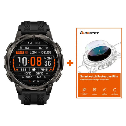 KOSPET TANK T4C Smartwatch Robusto per Uomo, GPS di Grado Militare con Torcia, Impermeabile 5ATM, Tracker per Salute e Fitness