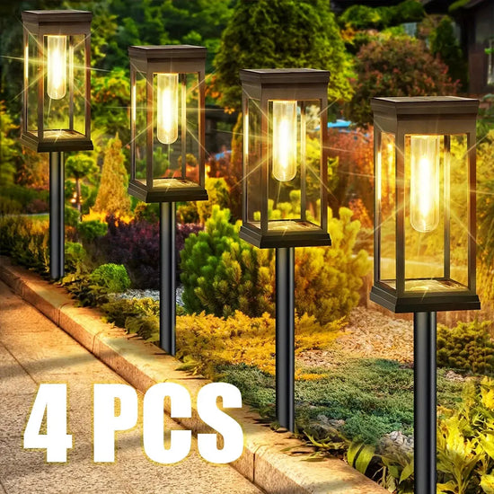 Luci calde per percorsi solari Giardino esterno impermeabile ad energia solare per la decorazione dell&