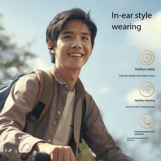 Nuova superficie a specchio Display digitale Clip per orecchio in silicone morbido Cuffie Bluetooth wireless con riduzione del rumore, alta definizione, senza perdita per lo sport - My Hashtag Shop