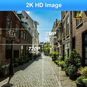 Telecamere di sicurezza Wireless Outdoor, telecamera di sicurezza WiFi alimentata a batteria 2K 3MP con sirena faretto, audio bidirezionale, impermeabile HASHTAG