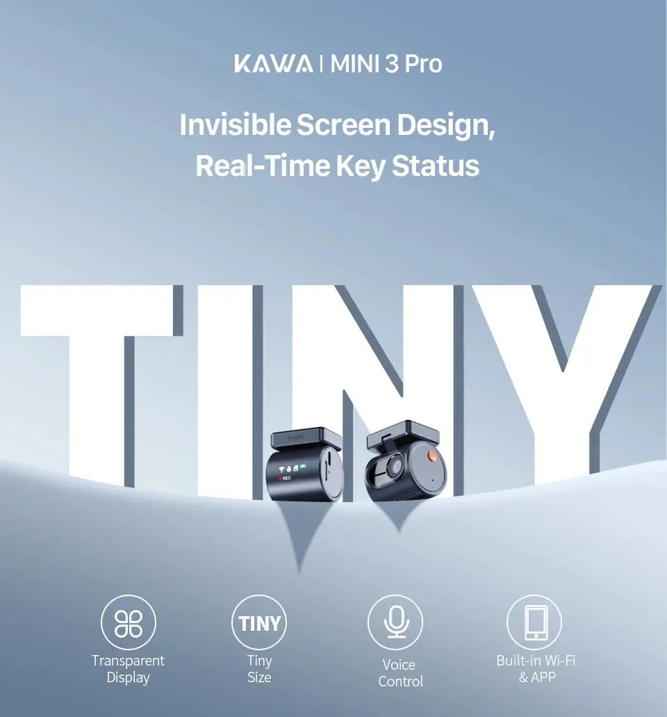 2K KAWA MINI 3 Pro Telecamere per Auto DVR Piccola Dash Cam 24 Parcheggio Auto Videoregistratore WiFi APP Controllo Vocale Dashcam per Auto - My Hashtag Shop